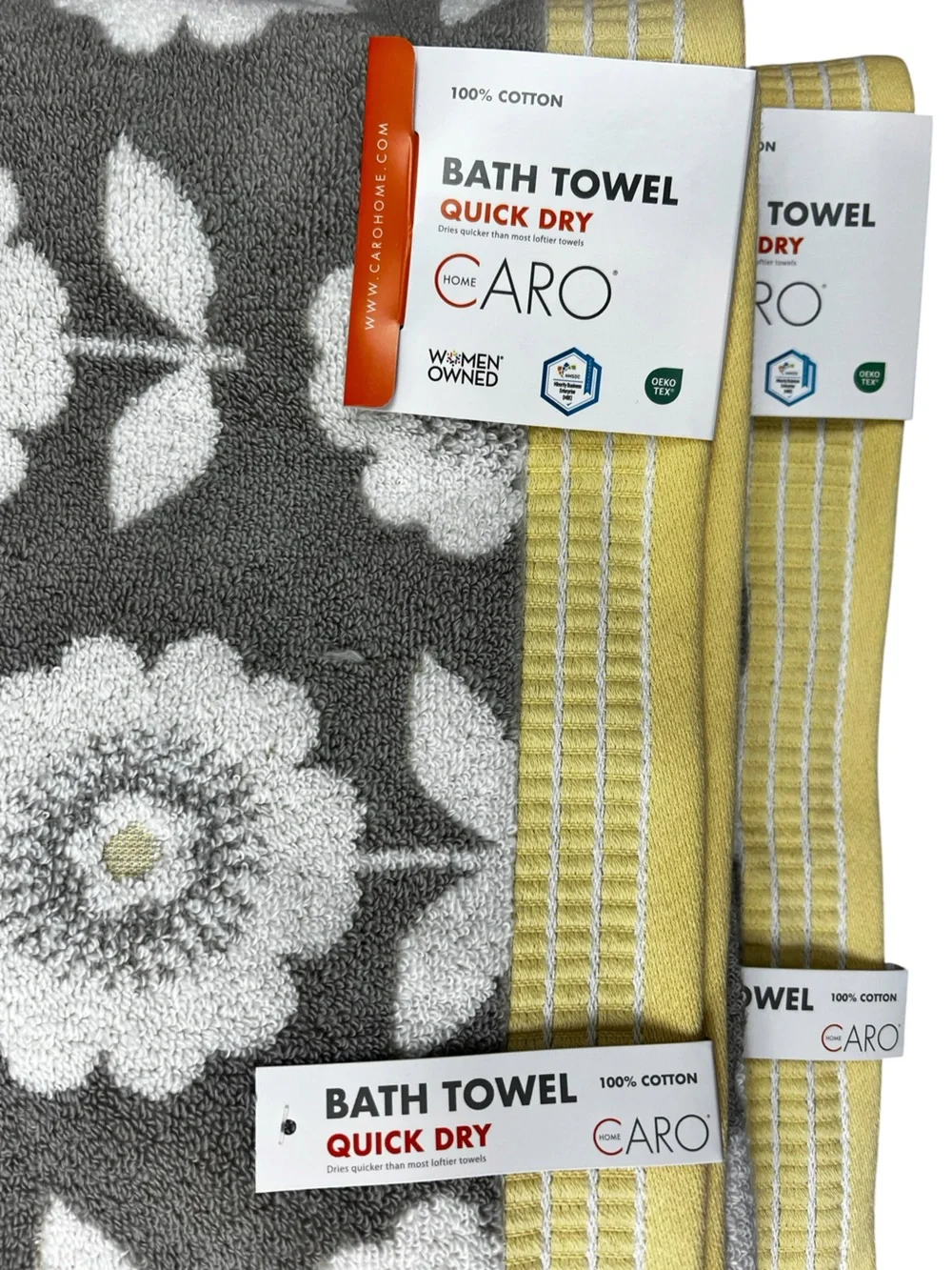 Caro - ‘Golden Flowers’  Plush Bath towel set. NWT.